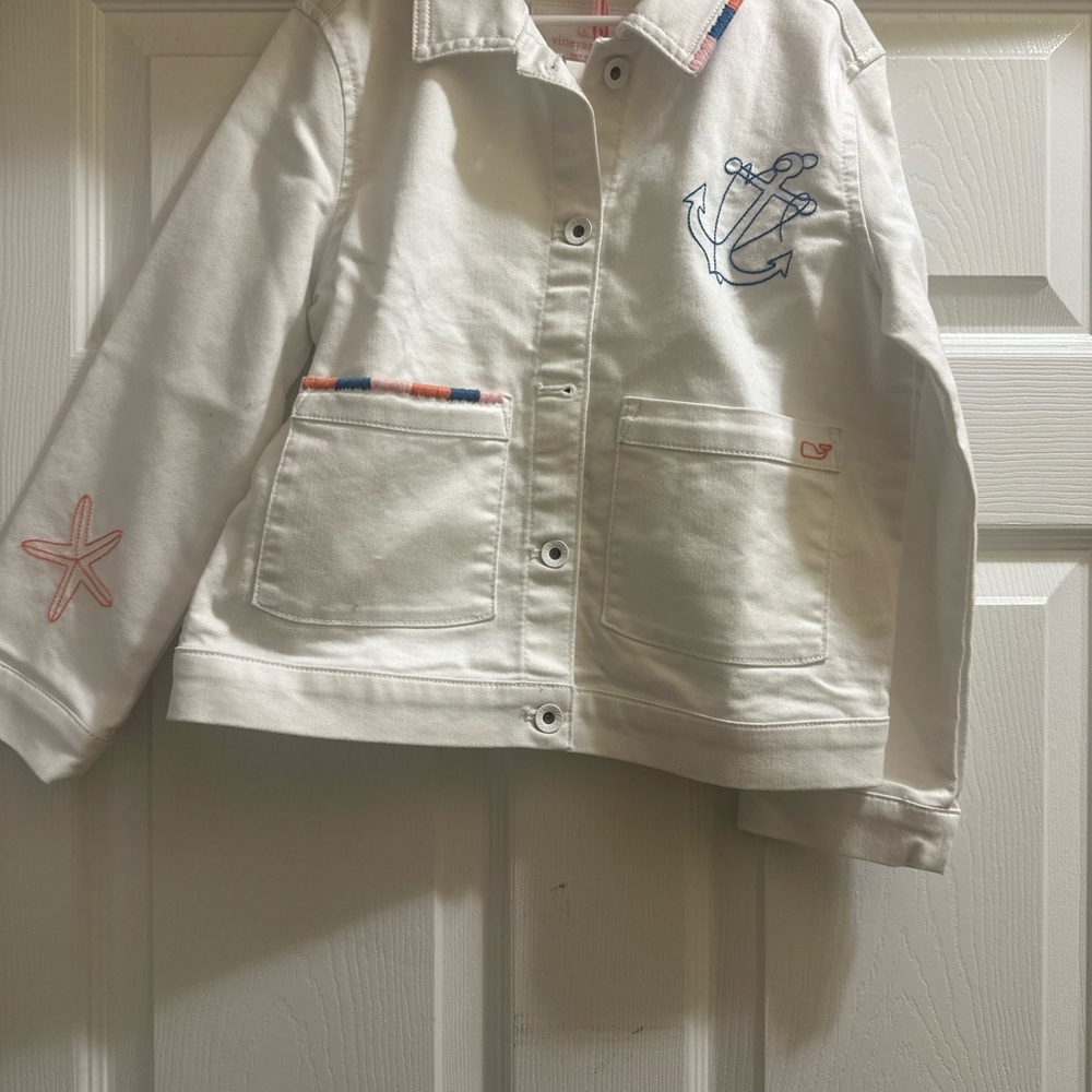 Vineyard Vines White Kids Jacket with Nautical Embroidery
